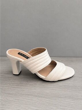 Zanea White Quilted Double-Strap Block Mule Heel Mule Size 5